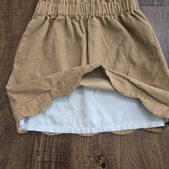 Scallop Corduroy Skirt in Camel by Lauren James Sz M Side Pockets - Picture 7 of 9